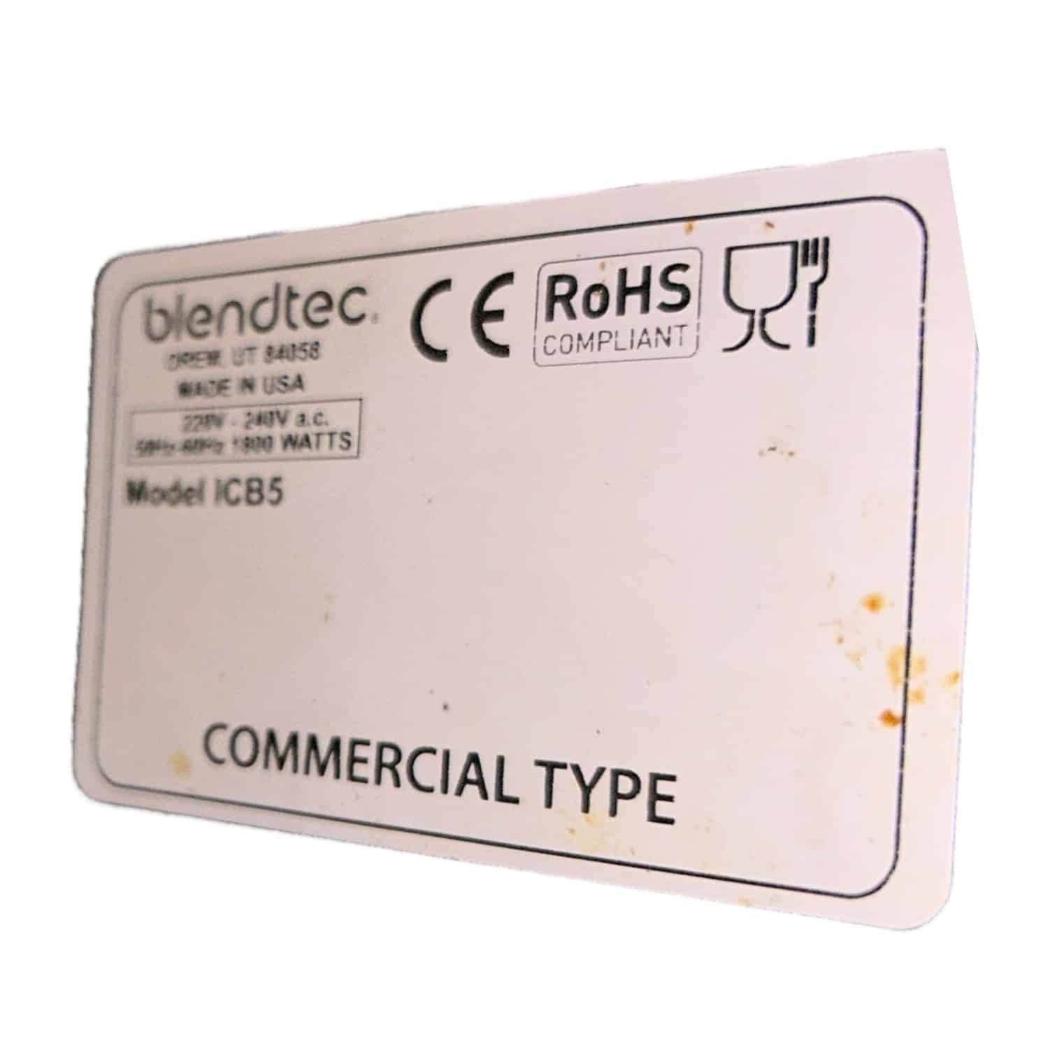 image00099 Blender Blendtec d'occasion plaque signalétique