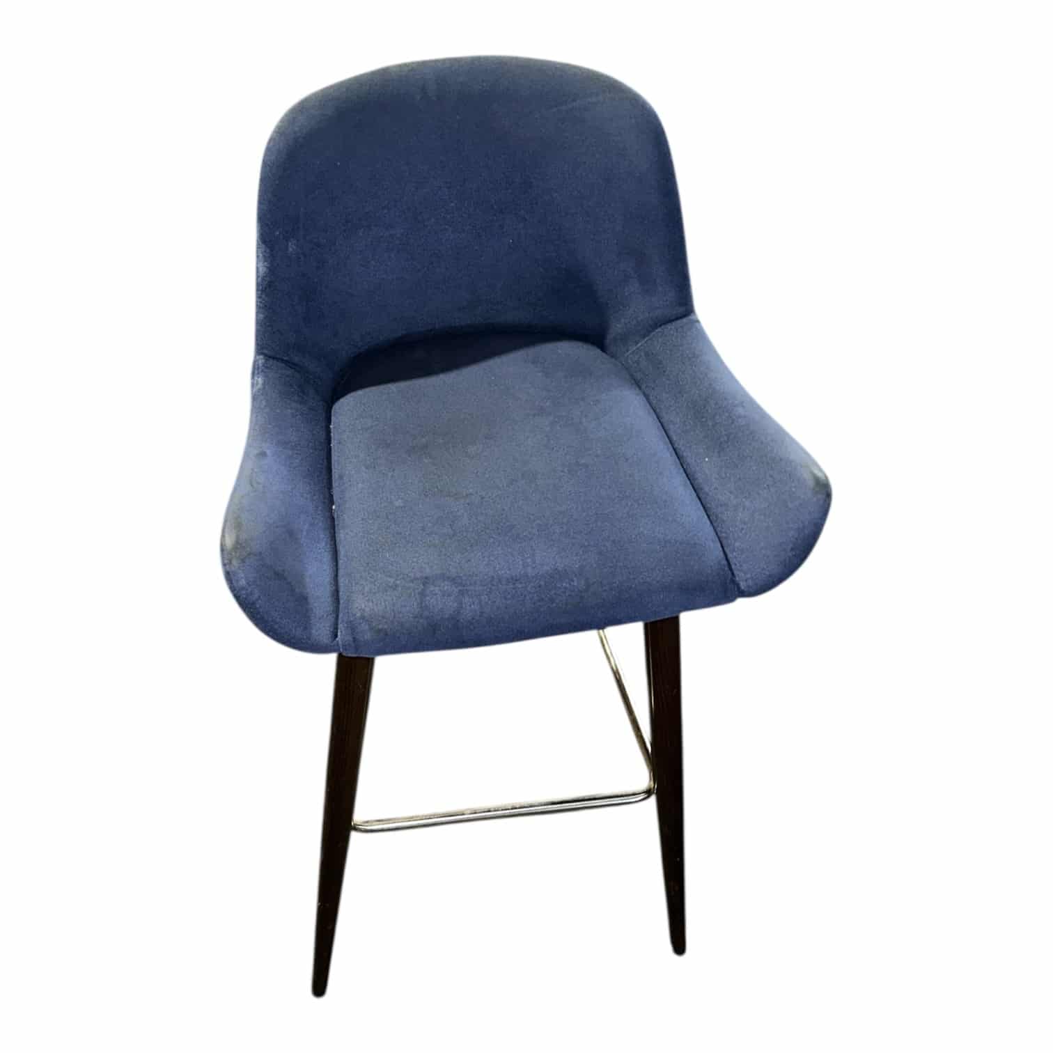 image00009 Chaise haute tissus bleu d'occasion vue de face