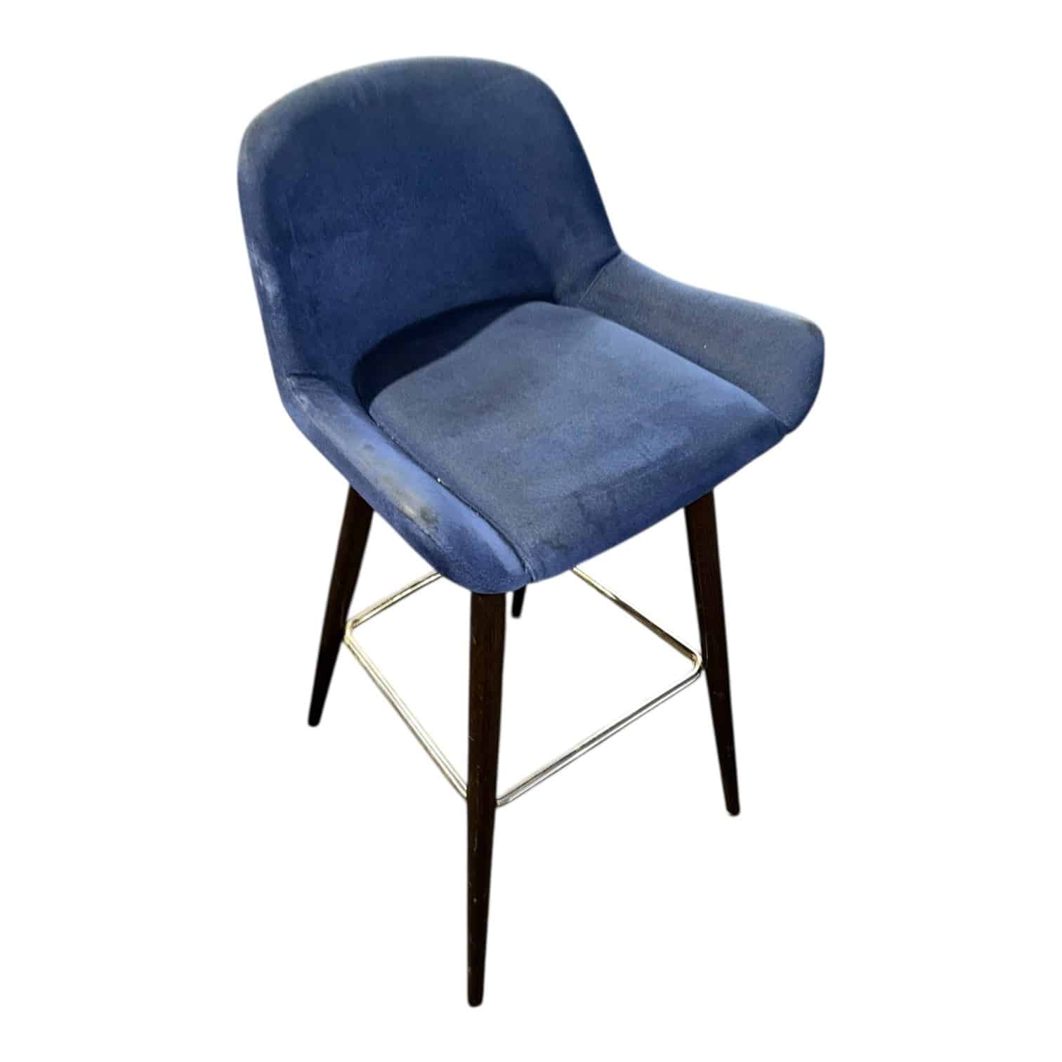 image00010 Chaise haute tissus bleu d'occasion vue de côté